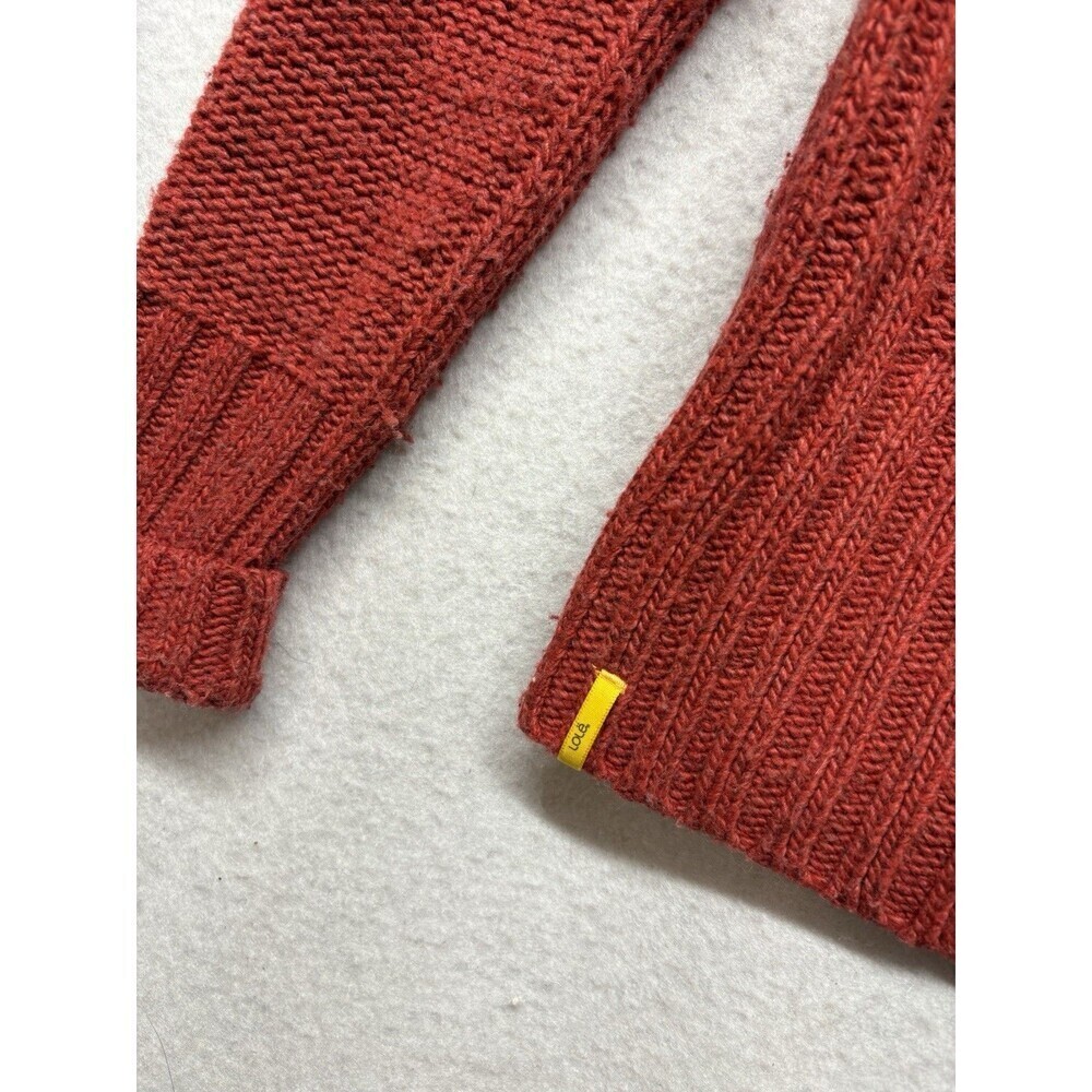 LOLE Womens Cable Knit Sweater Sz S Red Wool High Neck Long Sleeve Full Zip - Picture 4 of 8